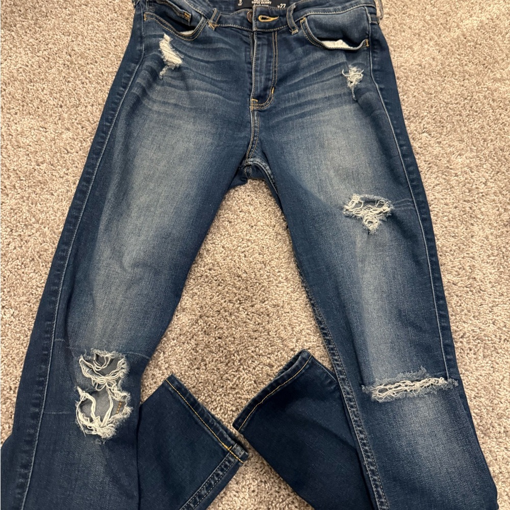 Hollister Dark Blue Distressed Skinny Jeans